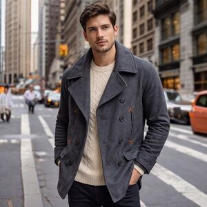 NWT Bellfield Pea Coat Wool Blend Size Medium Gray